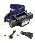 Double Power Rechargeable CREE LED Headlamp With 1800 Lumens, USB C Charging, IPX6 Waterproof, includes USB cable and power bank
