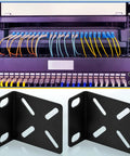 Adjustable Rack Mount Brackets For 17.3 Inch Wide Switches Quick Install Steel Rack Ears shown with network cables.