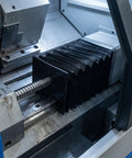 Black PVC Accordion Bellows Cover for CNC Milling Machines 4x4 Inch built tough foldable dustproof flexible guard.