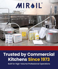 Commercial Electric Fryer Oil Filter System With Fry Powder Included, 75 lb grease loads, portable filtration cart in a restaurant kitchen.