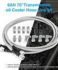Beefed Up Heavy Duty Stainless Braided Transmission Cooler Line Kit 70 Inch 6AN for High Pressure Performance Auto Systems