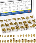 220 Piece Threaded Inserts Kit With Heat Set Tool for 3D Printing and DIY Makers, brass knurled nuts in divided case