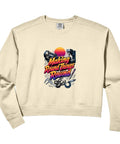 Cool Cropped Sweatshirt For Machinists With CNC Tools Vise Gauge Square Design Made From Soft American Cotton Fabric, beige color with graphic.
