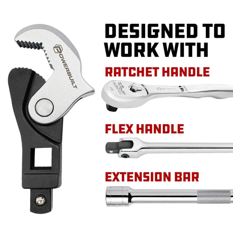Image showing Super Handy 2 Piece Set Of Spring Loaded Crowfoot Wrenches That Automatically Adjust To The Right Size, compatible with ratchet, flex handle, and extension bar.