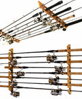 Horizontal Ceiling Rod Holder For Eight Rods Wall Mounted Fishing Reel And Gear Storage Rack Garage Organization Solution