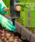 No Dig Garden Edging Kit 16 Feet With Interlocking Sections 2.75 Inch Height decorative border being installed with stake