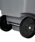 Close-up of wheels on a 65 Gallon Rollout Trash Can With Wheels For Commercial Kitchens And Facilities Tough As Nails Durable Heavy Duty Mobility