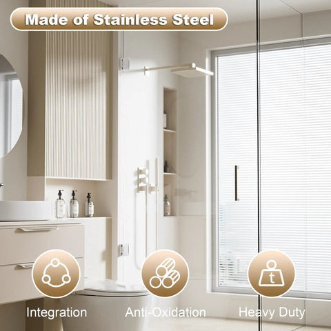 Heavy Duty Brushed Nickel Glass Shower Door Hinges For 90 Degree Corner Mount With Soft Rubber Gasket To Prevent Scratches And Damage Durable Bathroom Hardware Replacement Easy To Install Secure Fit Pair in modern bathroom setting.