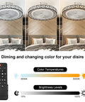 Modern 20 Inch Bladeless Ceiling Fan With Light Low Profile Recessed Fan 72W LED Light Remote Control Dimming Color