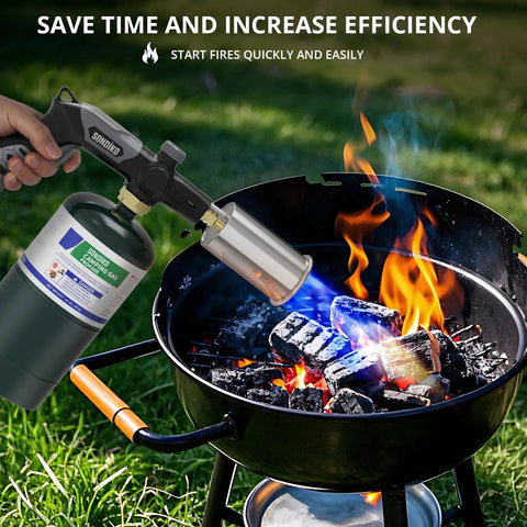 Powerful Propane Torch For Grillin And Cookin, Grilling Steak, Searing, Sous Vide, Welding, And Wood Burning, Adjustable Flame, Easy Start Campfire Starter, Heavy Duty BBQ Tool With Safety Lock, Propane Tank Not Included used to light a campfire grill outdoors