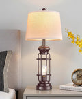 Set Of 2 Farmhouse Style Table Lamps For Living Room And Nightstand, 28 Inch Dimmable Touch Lamps In Oil Rubbed Bronze Finish, Includes 4 Bulbs, Rustic Industrial Lighting That Pops In Any Room on nightstand with yellow flowers and clock