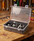 All-in-One Pipe Threader Set for Internal and External Threads, Reusable Plumbing Tool Kit, Drill-Ready for 1/2, 3/4, 1 Inch PVC and Metal Pipes, Adapters Included in case