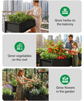 Waist-High Raised Garden Bed On Legs For Easy Upright Gardening 48X24X30 Inch Elevated Planter Box with herbs and vegetables.
