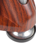 Close-up of Tough As Nails Adjustable Furniture Leveling Legs, showing wood insert and non-slip plastic feet details.