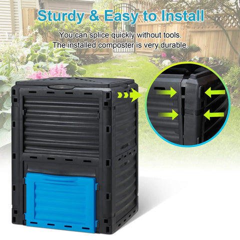 80 Gallon Garden Compost Bin Made From Durable PP Material Easy Assembly With Vented Design For Faster Fertile Soil in yard