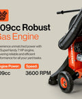 Gas Powered Leaf Vacuum And Wood Chipper Combo With 7HP 209cc Engine showing engine details and specifications