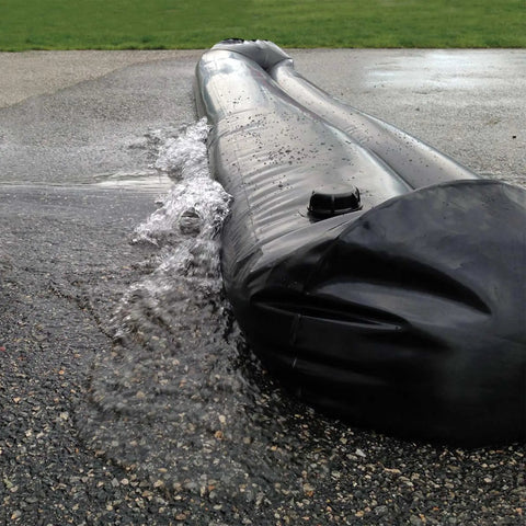 Reusable Water-Filled Flood Barrier Curb for Quick Home Flood Defense, 6.5in x 10ft heavy-duty PVC barrier stopping water flow