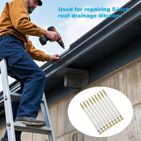 12 Pack 7 Inch Gutter Screws With Stainless Steel Sleeves For 5 Inch Roof Gutter Repair White Durable Nails With Installation Kit
