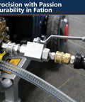 Side view of Autovo 3/8 inch NPT hydraulic ball valve with lever and brass fittings