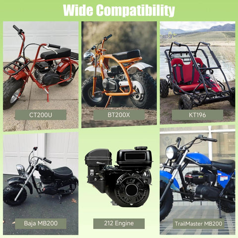 Wide compatibility showing mini bikes and go karts for 4 Inch Mini Bike Centrifugal Clutch Brake Band Kit Fits Predator 212cc