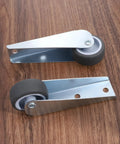 Set Of 4 Heavy Duty Gate Caster Wheels Replacement Smooth Rolling Recessed Trackers showing steel brackets and rubber wheels.