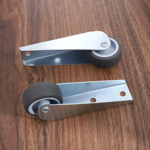 Set Of 4 Heavy Duty Gate Caster Wheels Replacement Smooth Rolling Recessed Trackers showing steel brackets and rubber wheels.