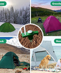 Beefy Heavy Duty Galvanized Tent Stakes 10 Pack With Ropes for High Winds Rust Proof Ground Pegs installed in various terrains