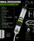 Heavy Duty Manual Fluid Extractor Pump Featuring Two Flexible Hoses For Rapid Engine Oil Brake Fluid And Coolant Transfer with technical specs.