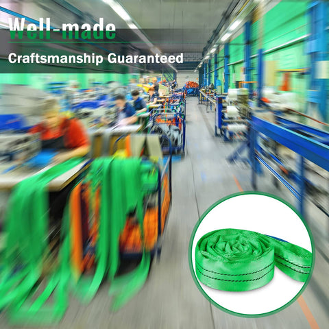 Factory showing Two Pack Green Polyester Round Slings For Hoist And Towing, Endless Lifting Straps in production area