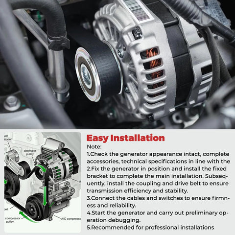 12V 130 Amp Car Alternator For Cruze Eco LT LTZ 2012 2013 2014 2015 2016 1.4L CW Rotation With 5 Groove Clutch Pulley Replaces 13581891