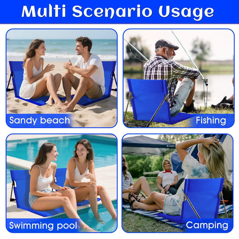 2 Pack Foldable Poolside Chairs With Backrest, Aluminum Beach And Pool Edge Loungers, Camping, Fishing, Swimming, Beach Scenes