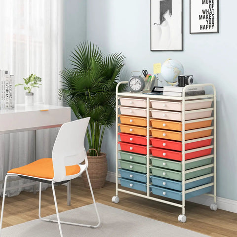 20 Drawer Rolling Cart For Easy Grab And Go Mobile Storage And Classroom Organization Ideal For Office And School Supplies