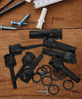 UTHCLO 8-piece hex impact socket set with extended sleeves, lug nut key and wrench adapter, black on wooden workbench