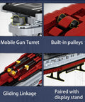 USS Enterprise Aircraft Battleship Building Set With 1883 Pieces 30 Inch Long Model Dope Molded Planes And Display Stand Interactive Propeller Mechanism Perfect Gift For Teens And Adults mobile turret and pulleys details