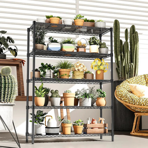 Heavy Duty 5 Tier Wire Shelving Unit With Liners Built Like A Tank For Serious Garage Organization Adjustable Steel Storage Rack Measuring 48 By 18 By 72 Inches Handles Up To 1875 Pounds Black