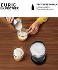 Standalone Milk Frother For Non Dairy Milk Hot And Cold Frothing 6 Oz Capacity Black Finish used to prepare lattes and cappuccinos