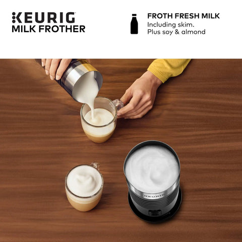 Standalone Milk Frother For Non Dairy Milk Hot And Cold Frothing 6 Oz Capacity Black Finish used to prepare lattes and cappuccinos