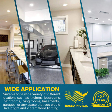 Brighten Your Home With 8.5W BR30 LED Flood Bulbs, 800 Lumens, wide application in various indoor spaces.