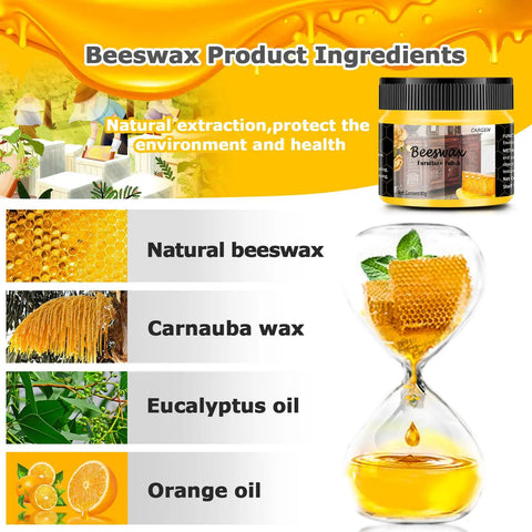 Beeswax Wood Seasoning Set Three Pack Natural Furniture Polish ingredients including natural beeswax, carnauba wax, and oils