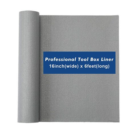 Heavy Duty Tool Box Liner And Drawer Liner With Grippy Non Slip Foam for Scratch Protection, gray roll, 16x6 size shown