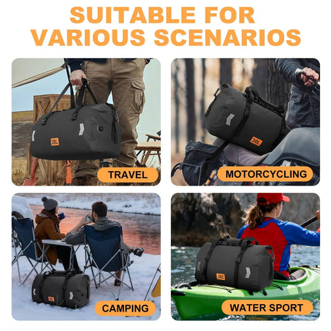 Waterproof 30L Motorcycle Dry Bag With Roll Top Closure Air Valve And Quick Fix Straps for travel, motorcycling, camping, watersport
