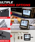 Digital Meat Thermometer For Grilling And Smoking With 7 Preset Temperature Alerts, Timer And Alarm, showing multiple mounting options