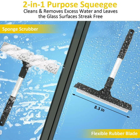 2-in-1 squeegee in 10 Piece Car Wash Detailing Kit With Collapsible Bucket Wash Mitt Sponge Towels Wheel Brush Window Squeegee Chenille