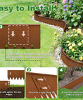 Cor Ten Weathering Steel Landscape Edging Kit 20 Ft 6 Pack With Gloves 10 Inch Rusted Border installation process and usage