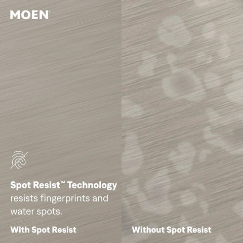Spot resist stainless finish comparison showing Top Shelf One Handle Pull Down Kitchen Faucet Featuring Power Boost Technology.