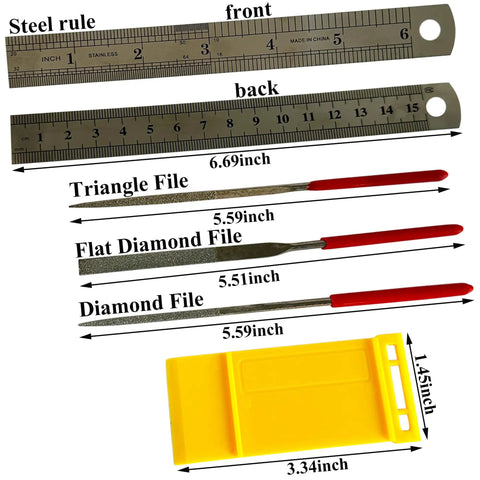 Ultimate 21 Piece Dollhouse Miniature Modeling DIY Tool Kit for Handy Hobbyists with ruler and metal files displayed.