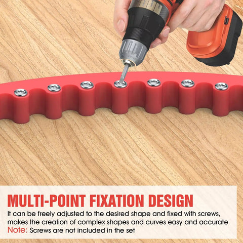 Flexible Router Template 78 Inch Plastic Edge Guide Kit with adjustable multi-point fixation for precise wood arc shaping.