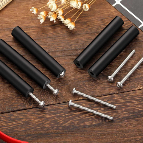 Outlet Box Extender Kit For Electrical Switch And Receptacle Spacers 24 Pack Black Tubes And Screws on wood table