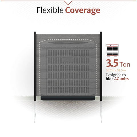 Two Panel Vinyl Outdoor Privacy Screen No Dig Kit For Concealing Trash Bins And AC Units Full Coverage Charcoal design