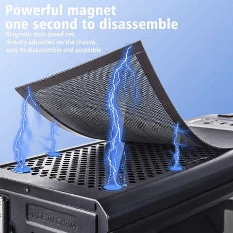 400x300mm PC Case Dust Mesh Filter Pack with Magnetic Strip PVC Dustproof Mesh Cover for Computer PC Case 2 Pack shown installed